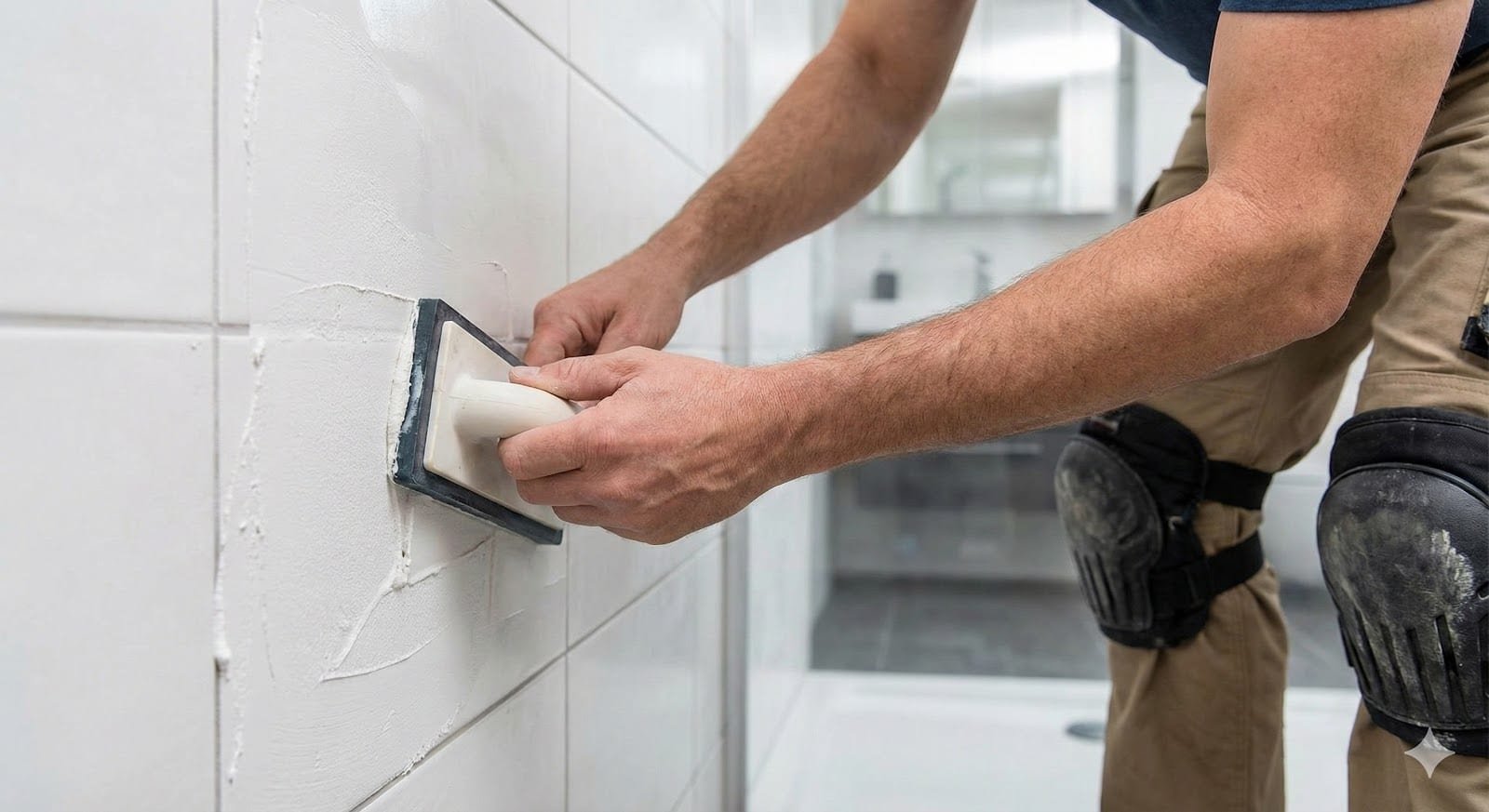 Bathroom wall tile grouting by a licensed handyman in Tampa