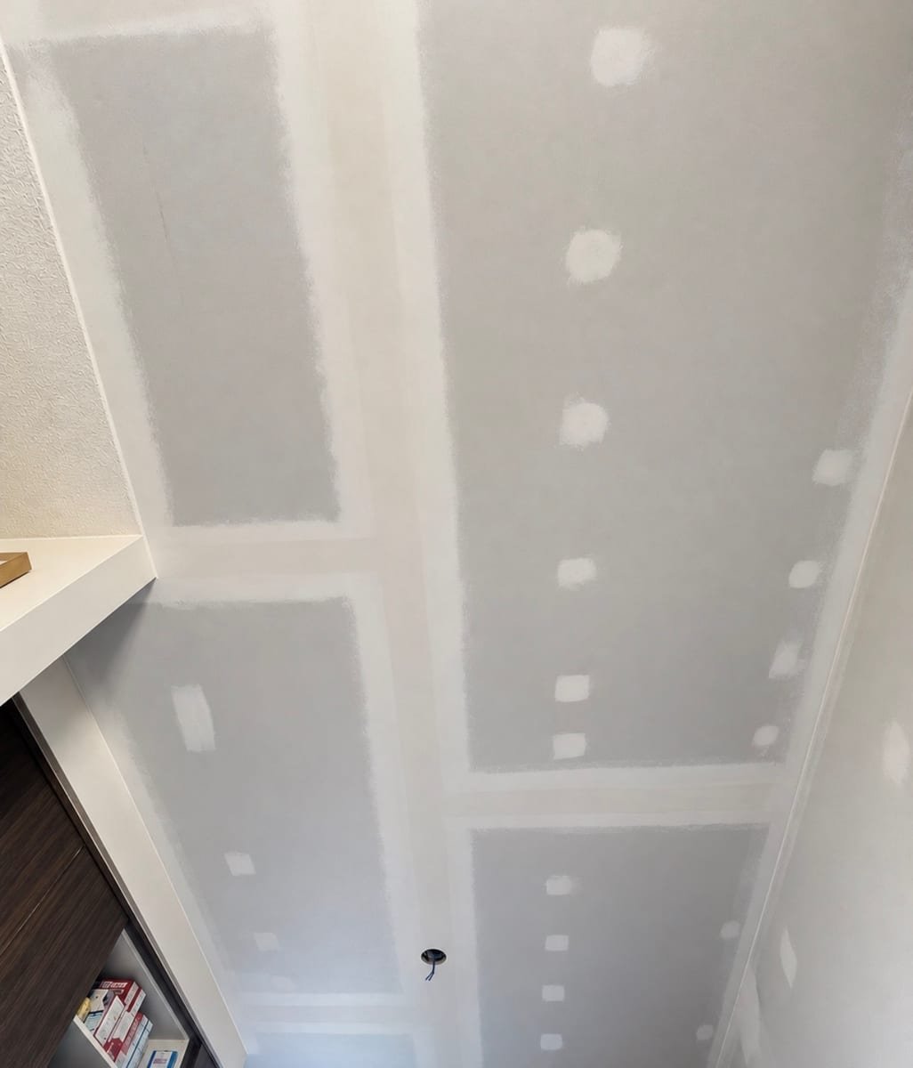 Ceiling drywall taped and mudded before paint in a Westchase, Tampa home